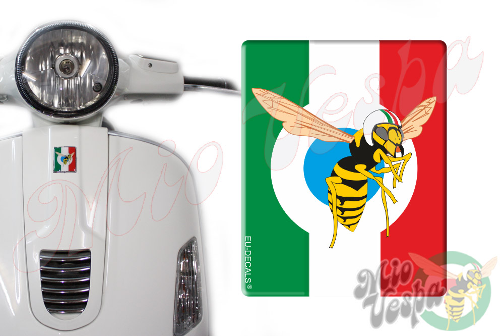 Scooter Piaggio 125 150 180 Vespa Pilot Bee Hornet Italy Flag Badge Emblem Decal 