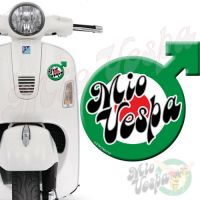 Mio Vepa Male symbol Green Red Target 3D Decal for all Vespa models Front or Side 